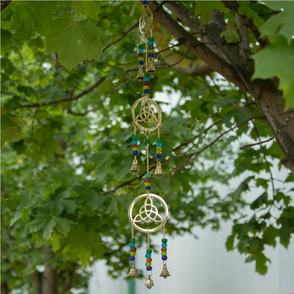 Carillon éolien indien, Pendule celtique en laiton, 7 cloches, 6 x 64 cm : Modèle unique