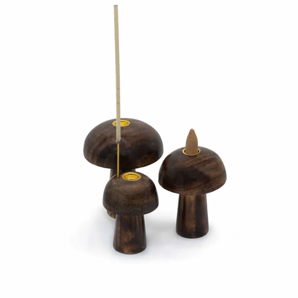 Lot de 3 champignons pour cônes d'encens (10, 9, 8 cm) : Modèle unique