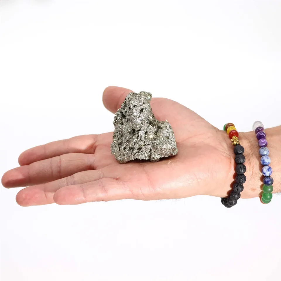 Pyrite du Pérou, grande taille (100 à 135 g, 55 à 65 mm) : Modèle unique