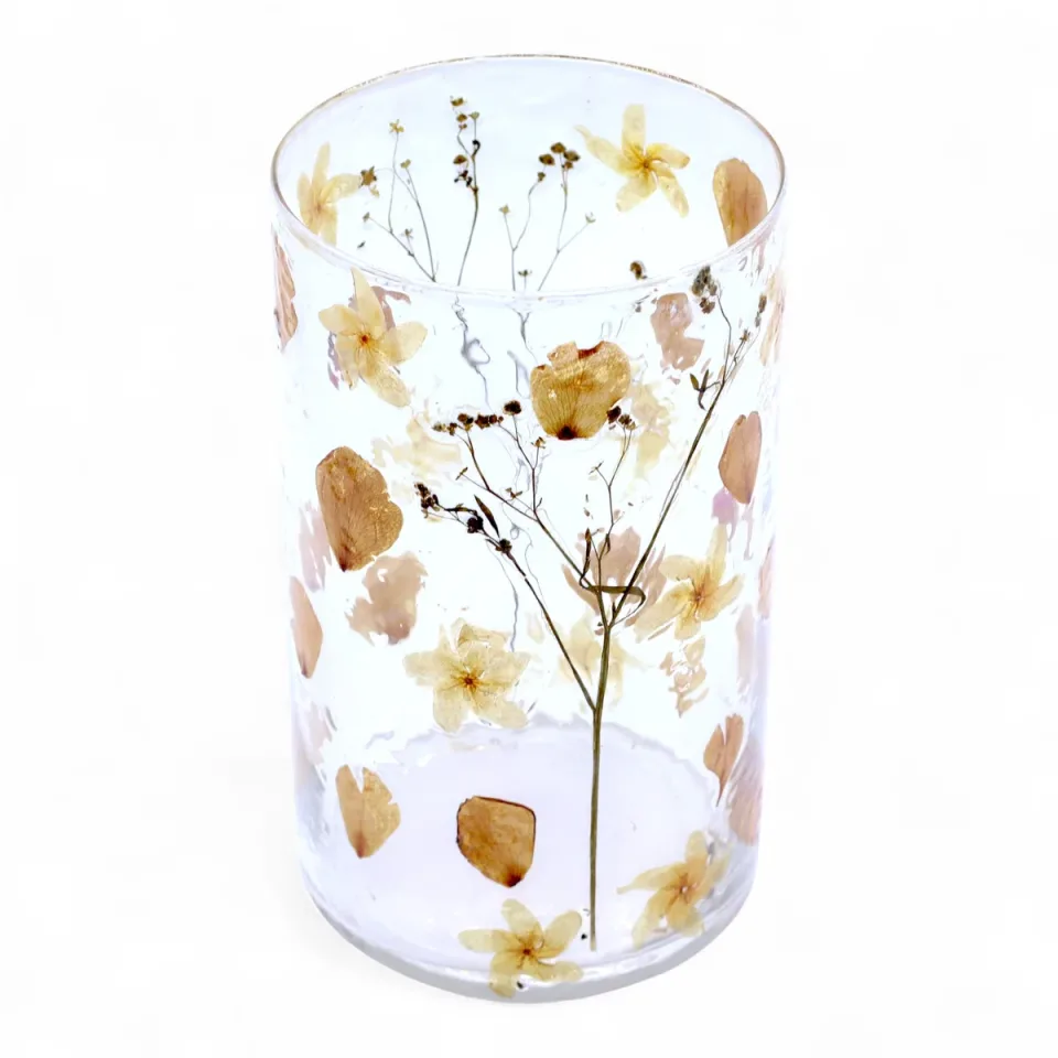 Photophore en verre recyclé, Grand vase Rose (19 x 11 cm) : Modèle unique