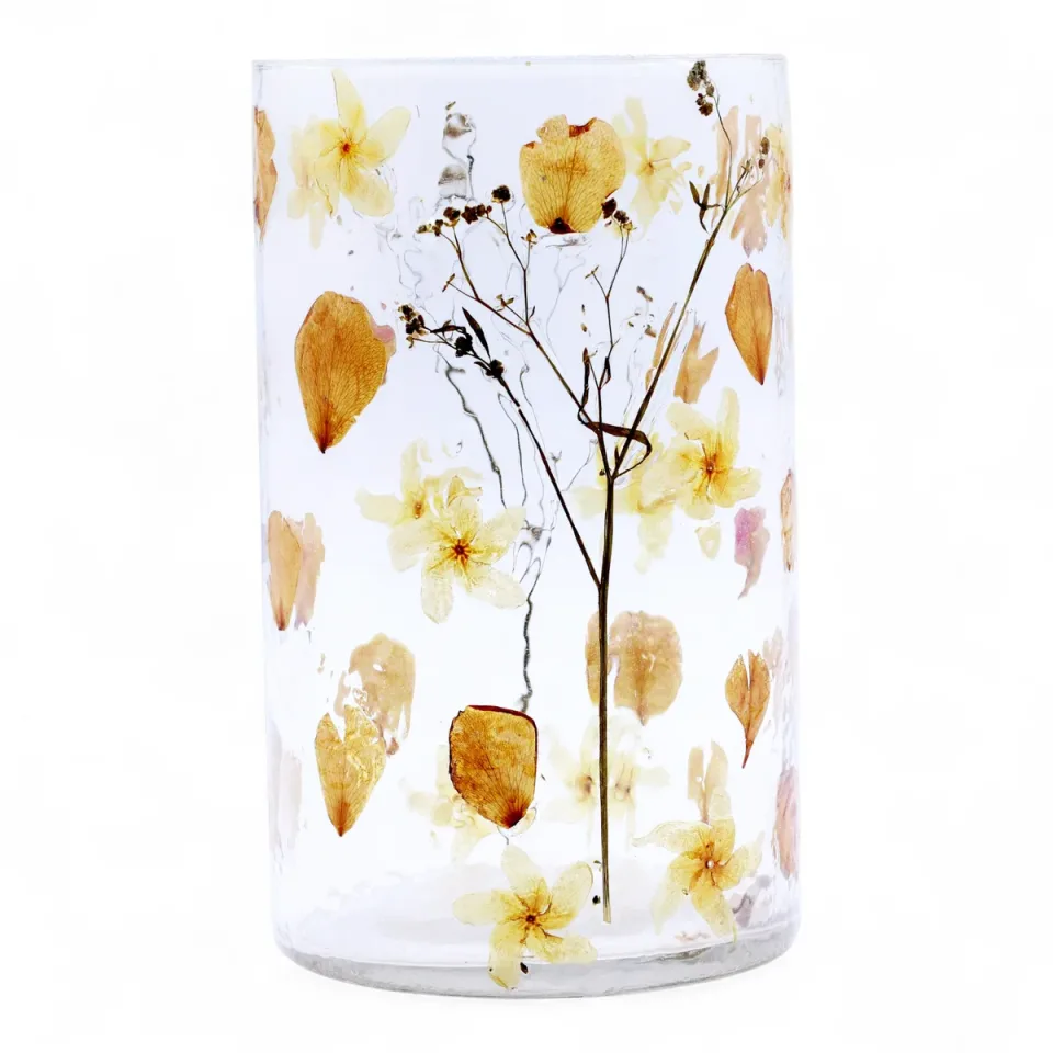 Photophore en verre recyclé, Grand vase Rose (19 x 11 cm) : Modèle unique