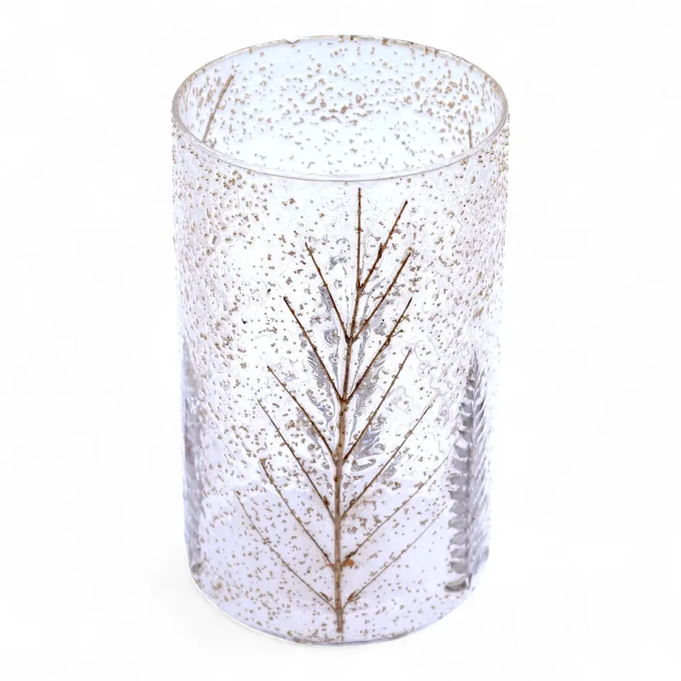 Photophore en verre recyclé, Grand vase Pin (19 x 11 cm) : Modèle unique