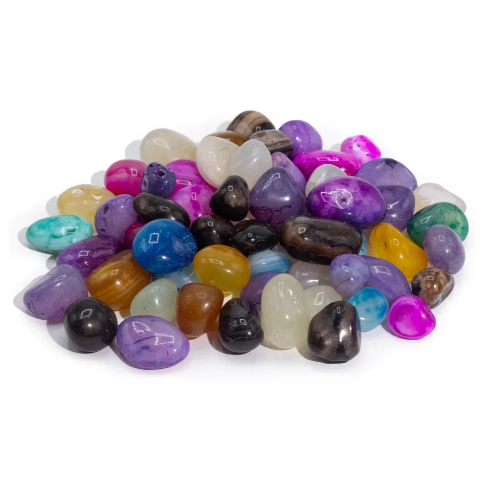 Agates traitées en vrac, 1 kg (environ 70 pierres), 7 couleurs : Modèle unique