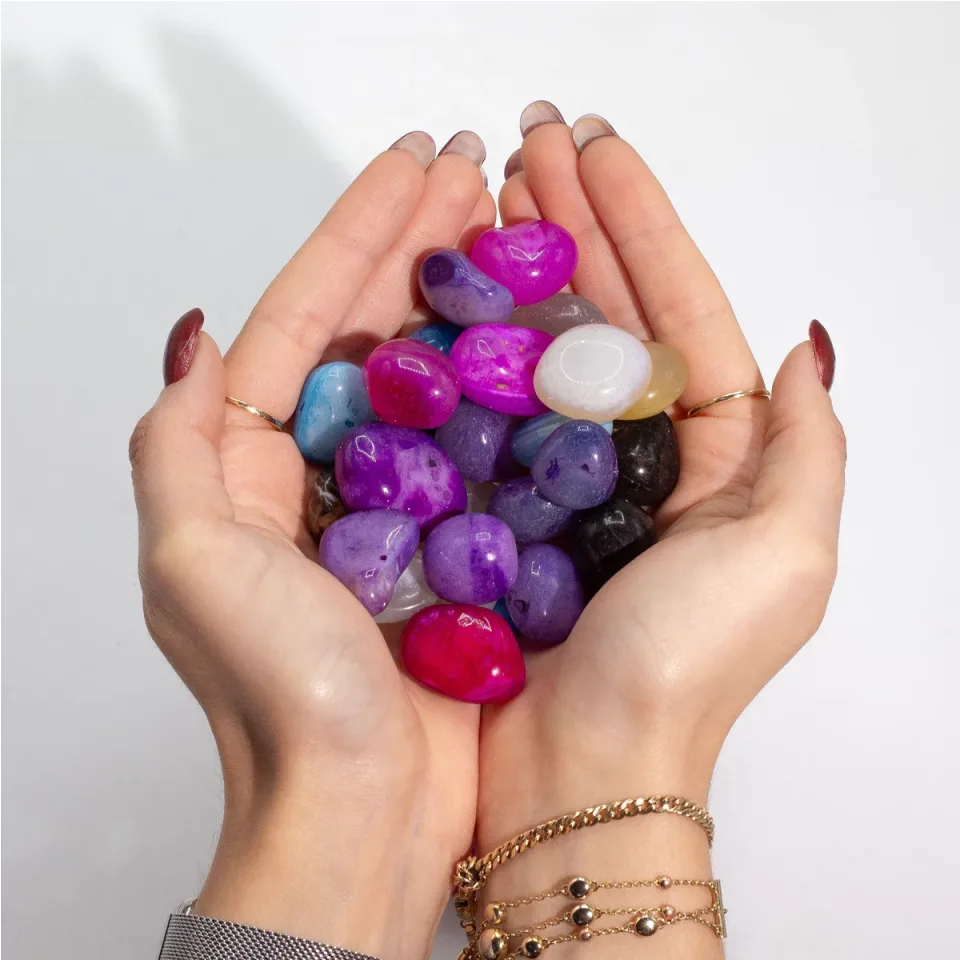 Agates traitées en vrac, 1 kg (environ 70 pierres), 7 couleurs : Modèle unique
