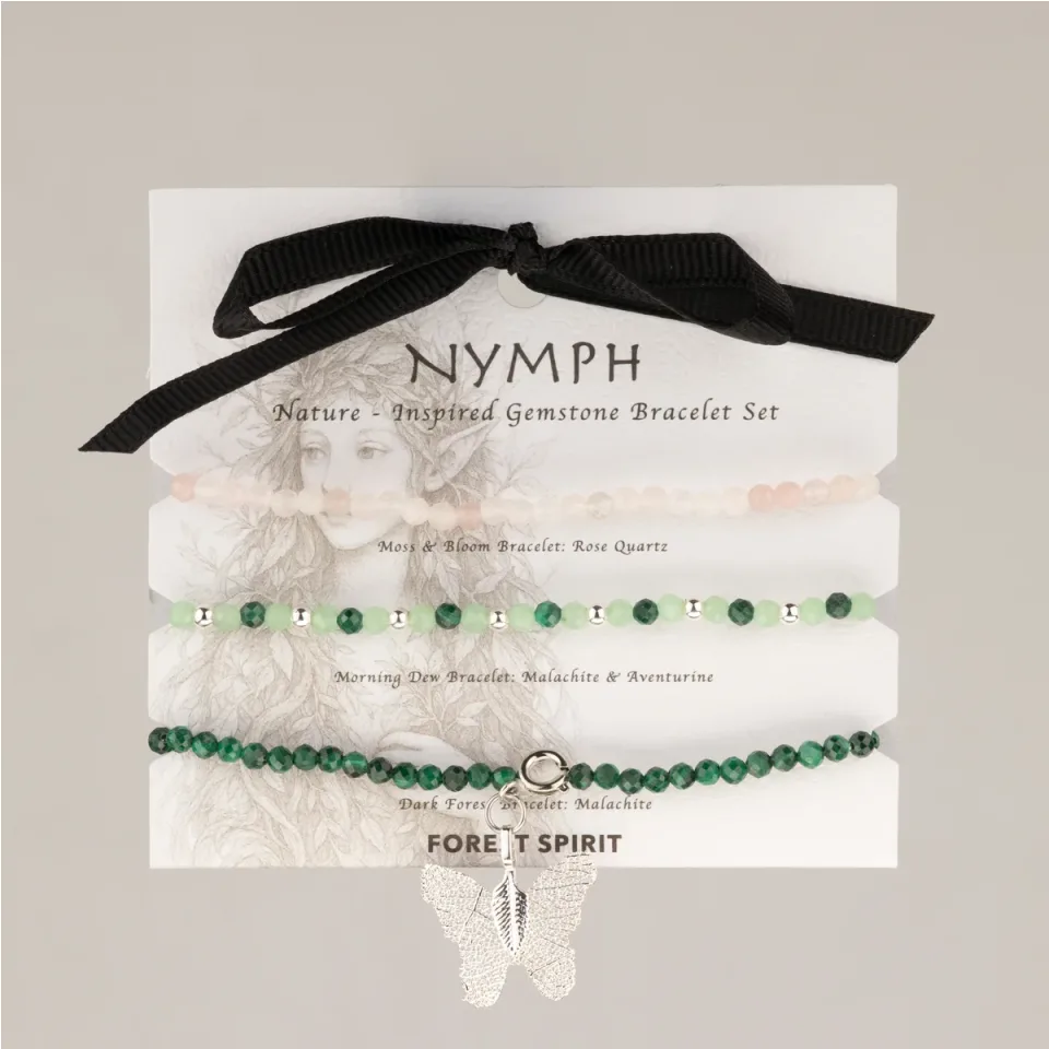 Trio de bracelets en pierres, Esprit de la forêt : Modèle unique