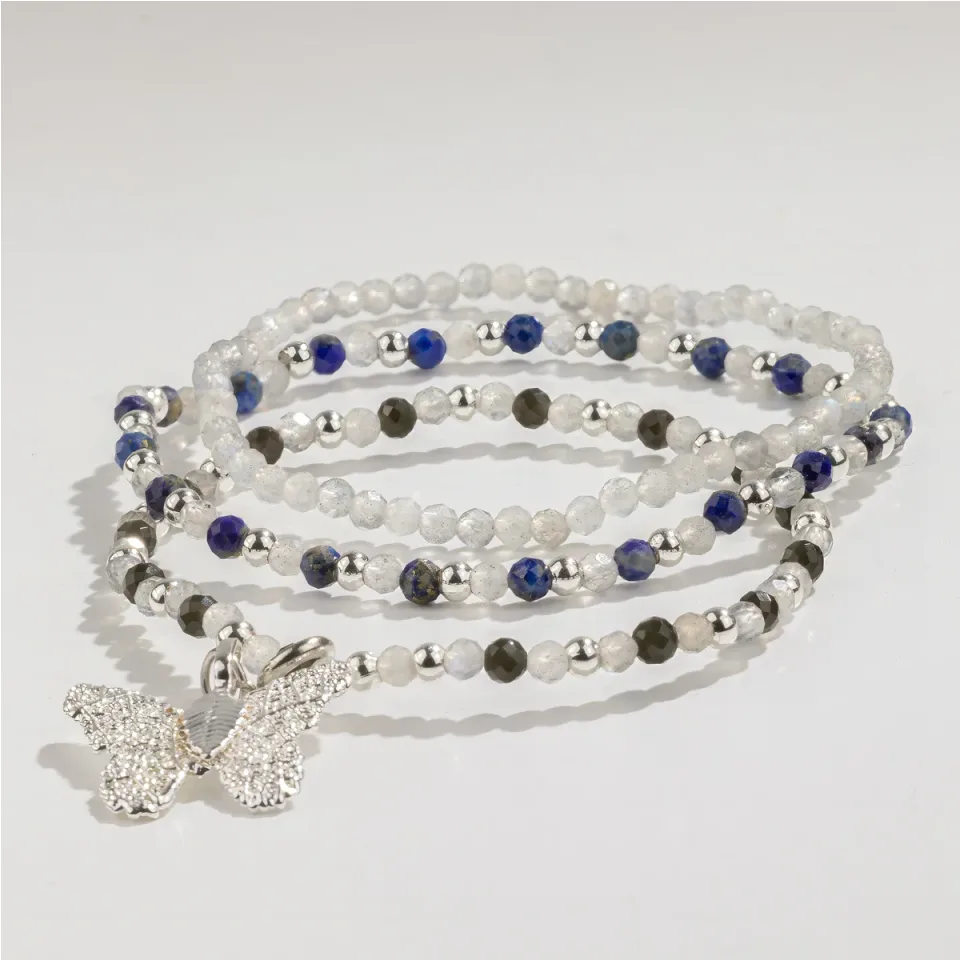 Trio de bracelets en pierres, Aurores boréales : Modèle unique