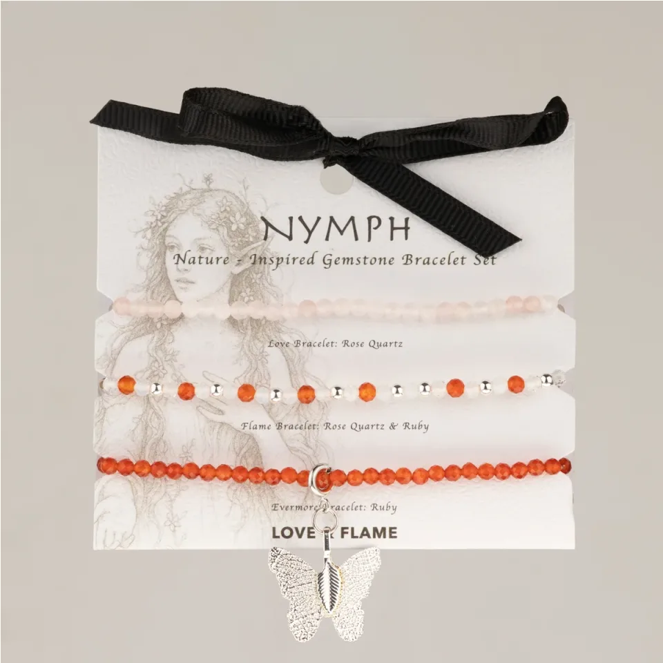 Trio de bracelets en pierres, Amour et flamme : Modèle unique