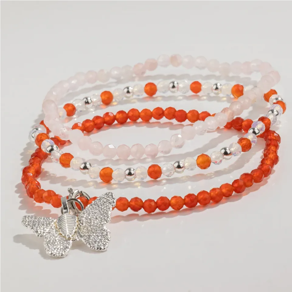 Trio de bracelets en pierres, Amour et flamme : Modèle unique