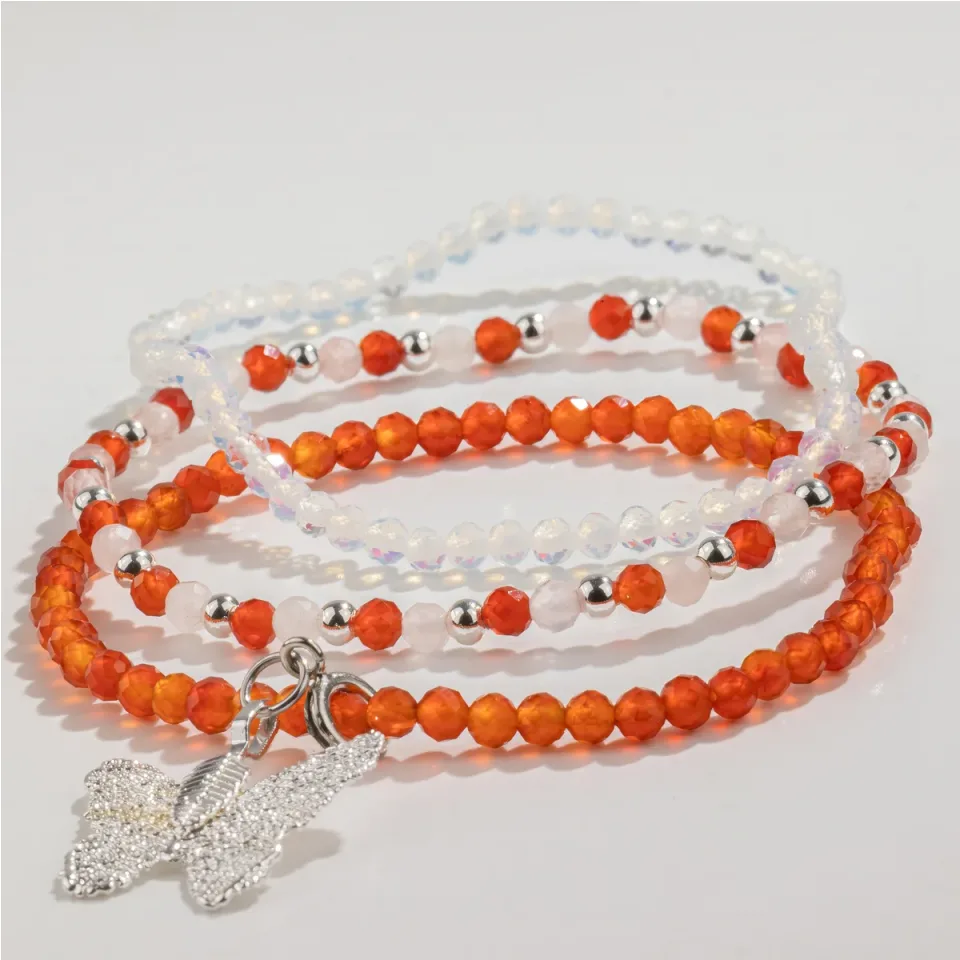 Trio de bracelets en pierres, Lune de sang : Modèle unique