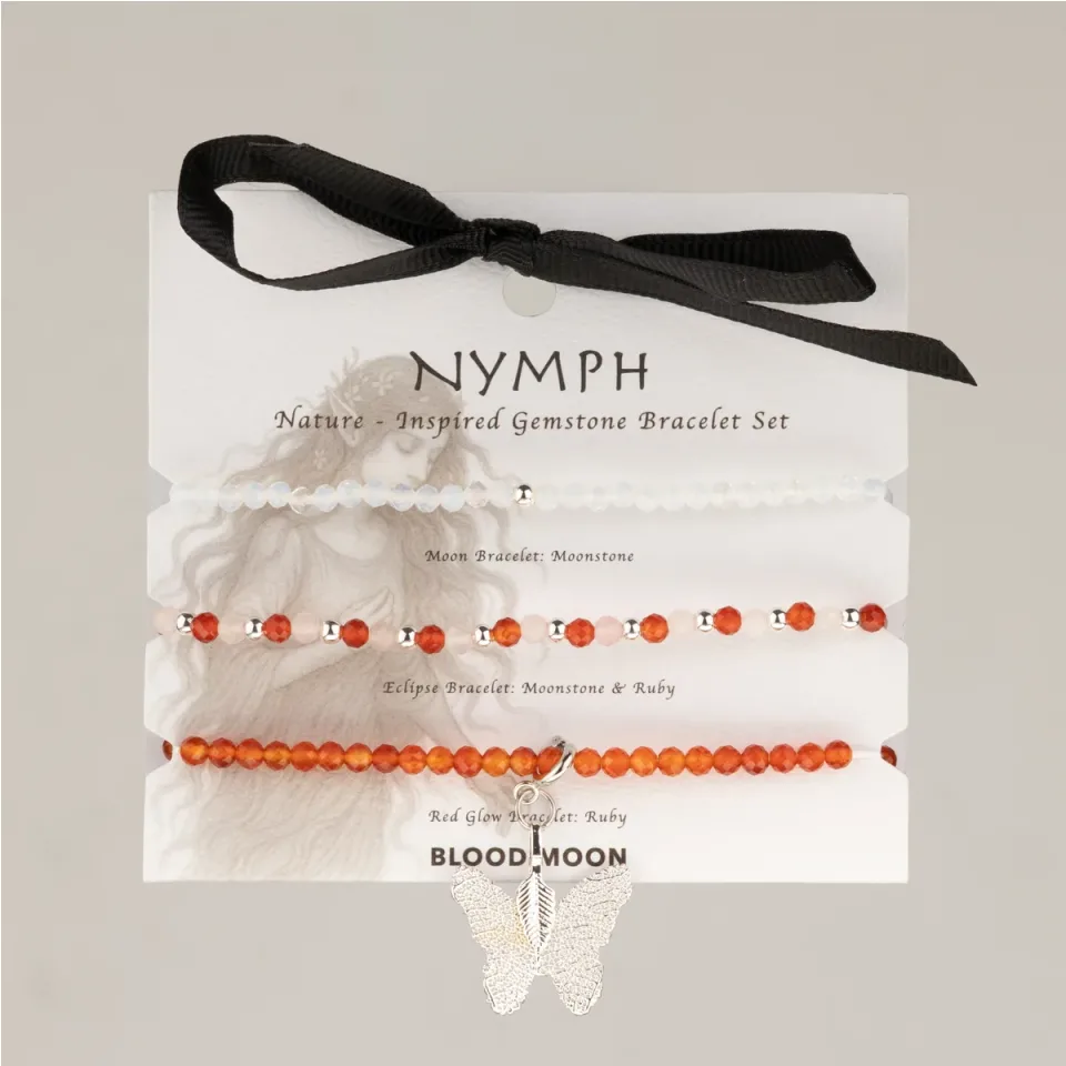 Trio de bracelets en pierres, Lune de sang : Modèle unique