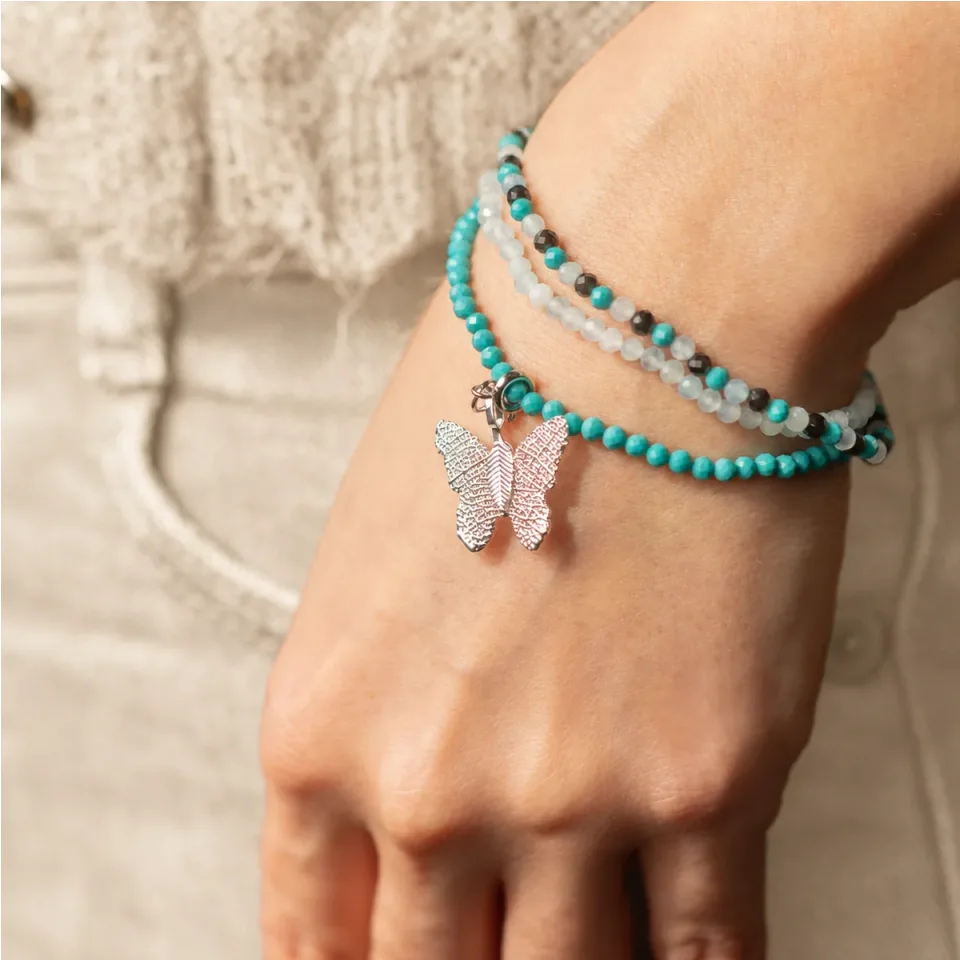 Trio de bracelets en pierres, Océan sans fin : Modèle unique