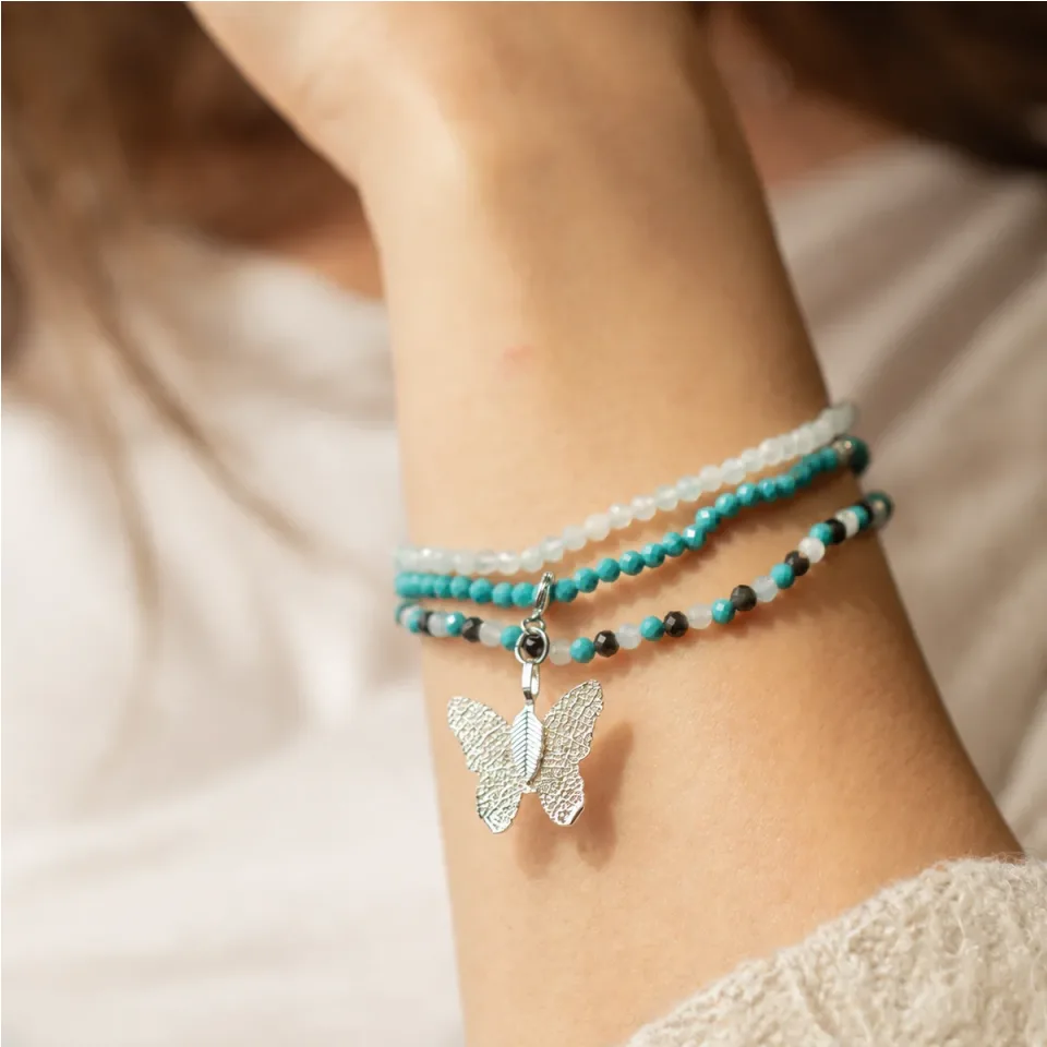 Trio de bracelets en pierres, Océan sans fin : Modèle unique