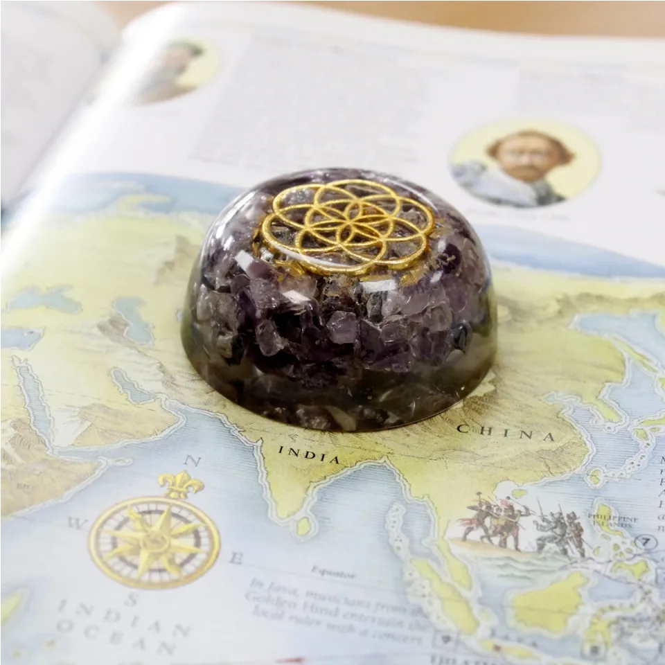 Orgonite de bureau, Dôme d'améthyste : Modèle unique