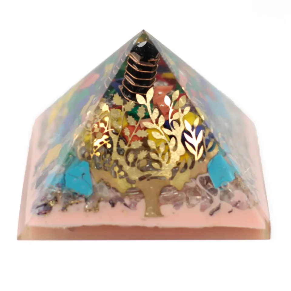 Grande pyramide 70 mm, arbre (base terre) : Modèle unique