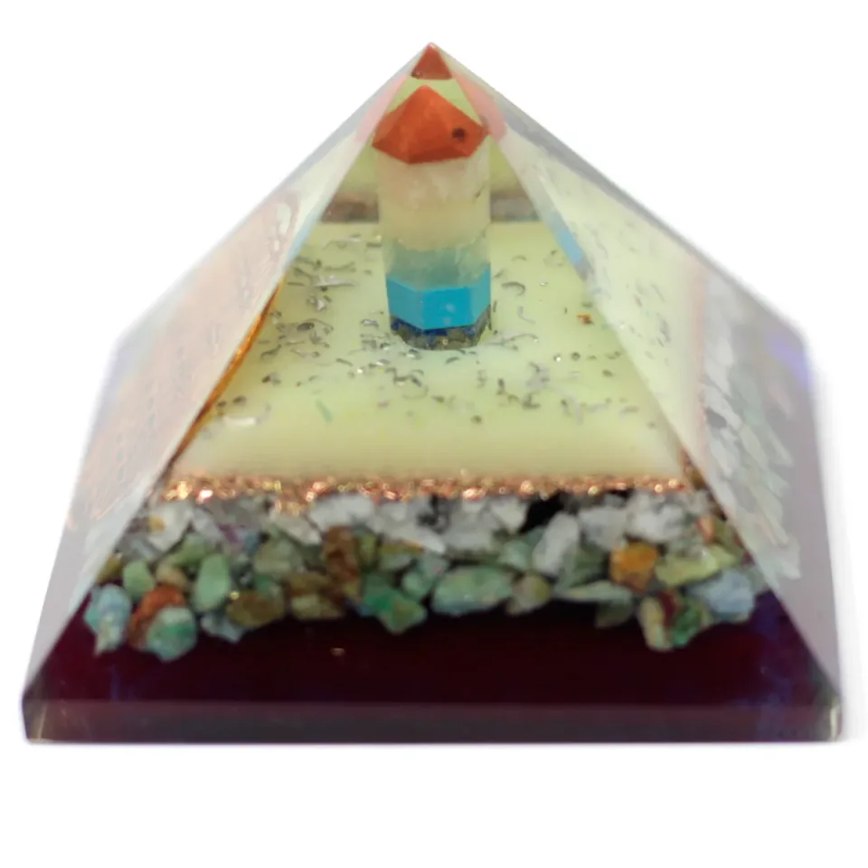 Grande pyramide 70 mm, fleur de vie : Modèle unique