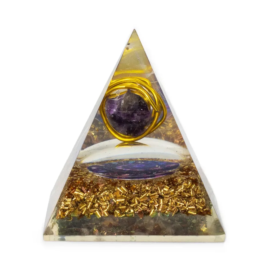 Pyramide moyenne 7 x 6 cm, améthyste enroulée, cuivre : Modèle unique