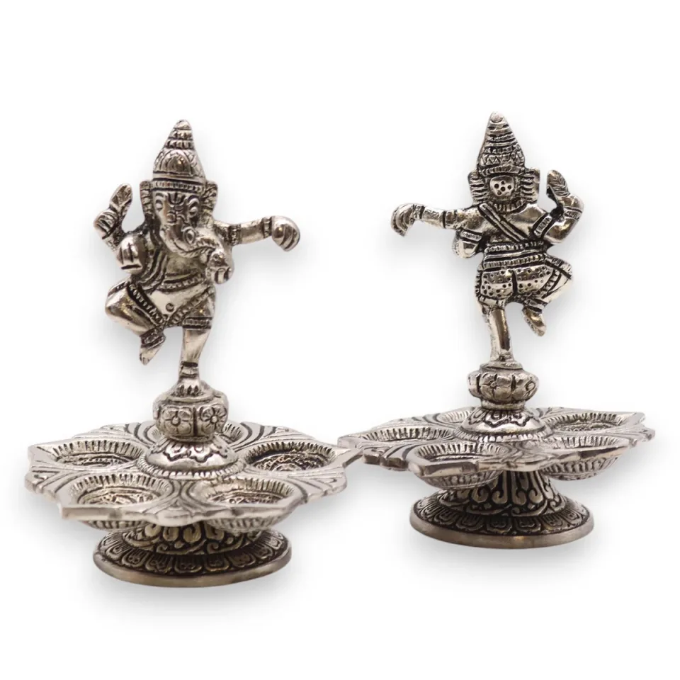 Porte-encens en aluminium, Ganesh dansant, 14 x 10 cm : Modèle unique