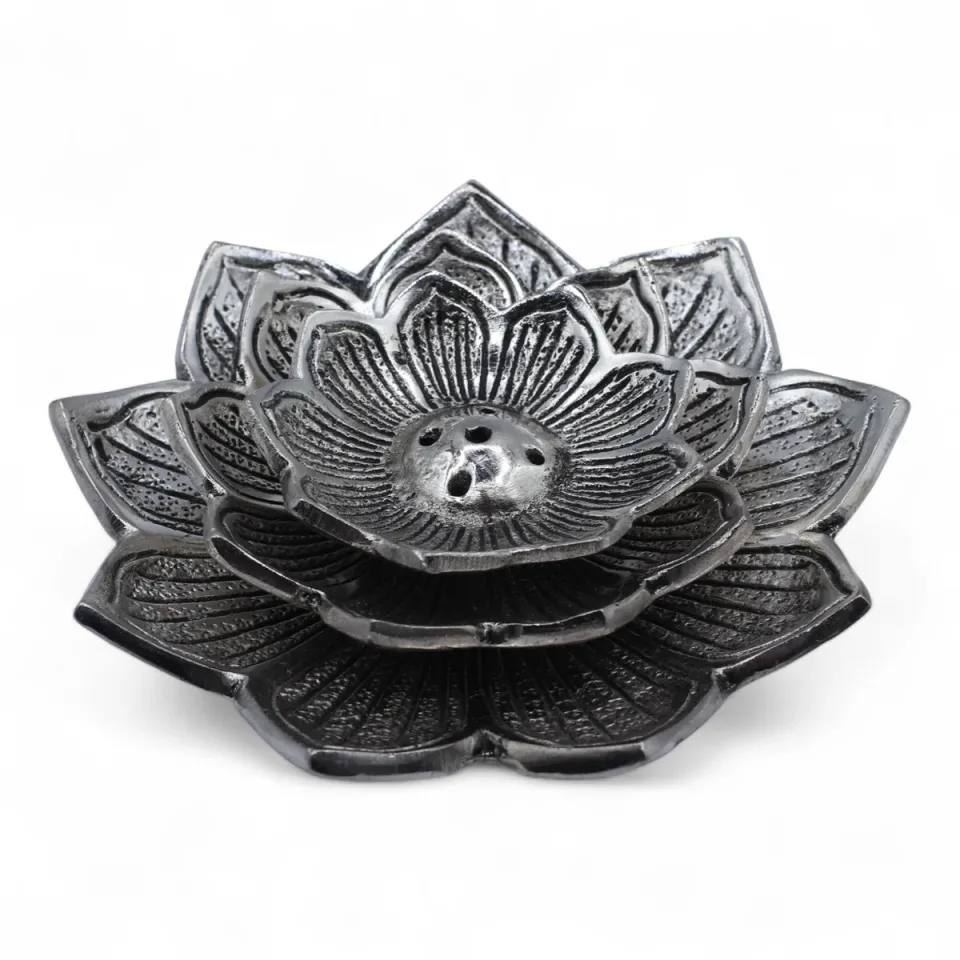 Porte-encens en aluminium, Fleur de lotus à trois fleurs : Modèle unique