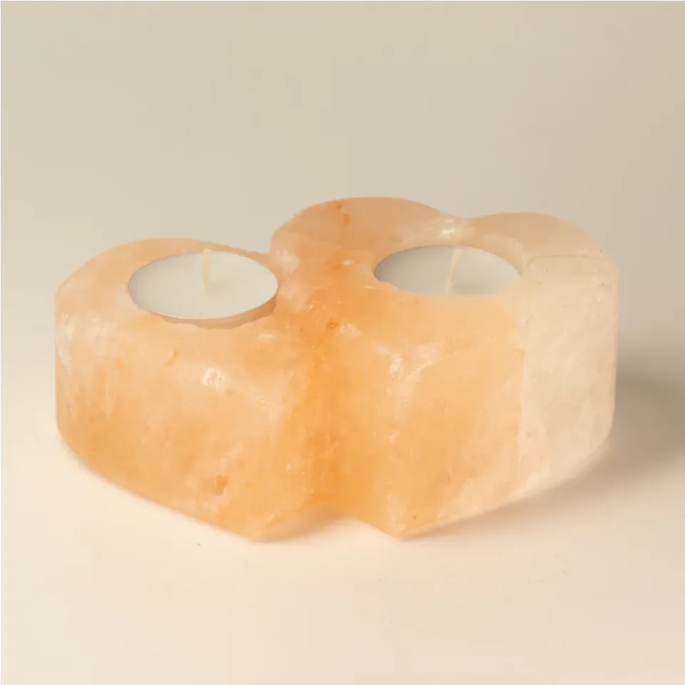 Bougeoir de sel double cœur, 1 kg : Modèle unique