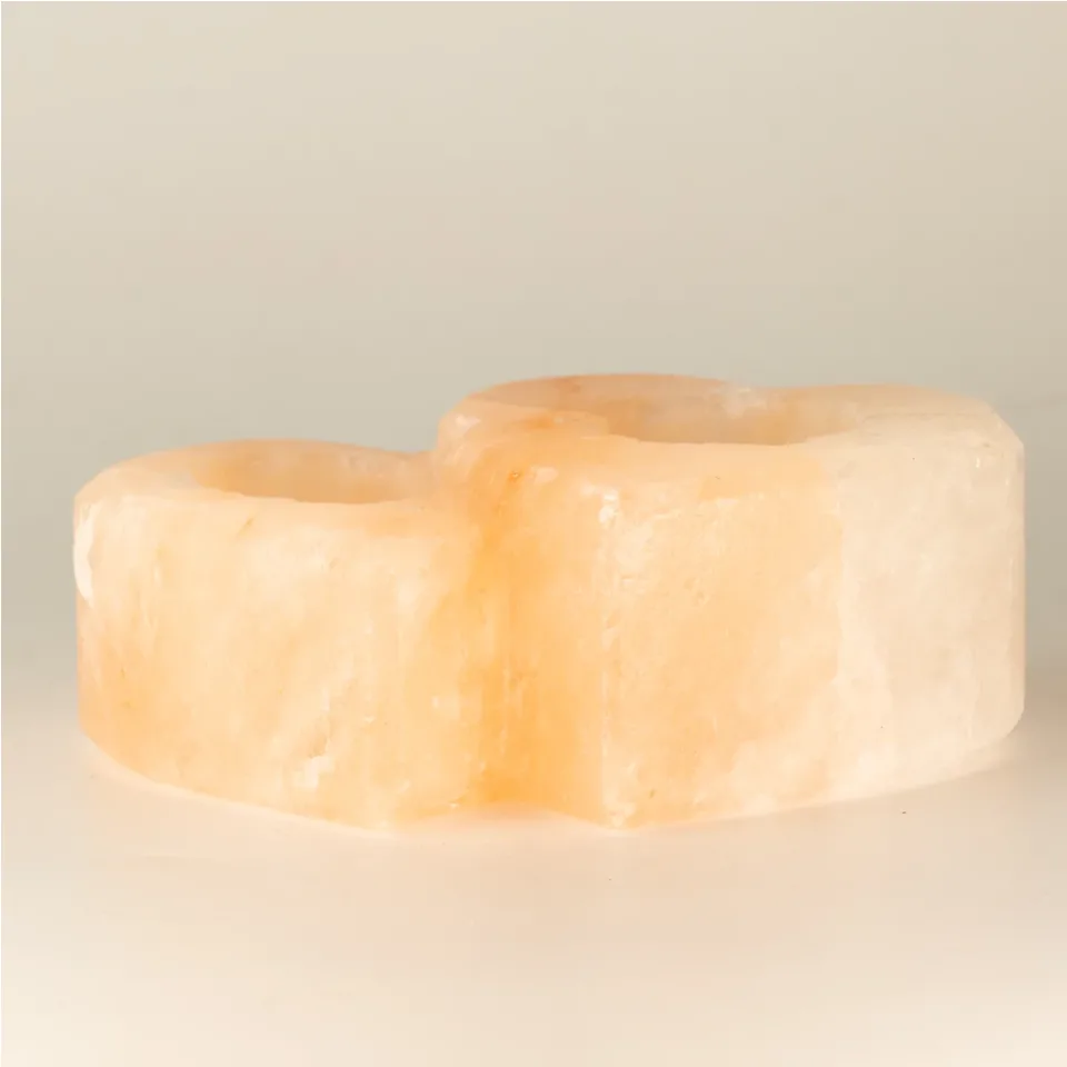 Bougeoir de sel double cœur, 1 kg : Modèle unique
