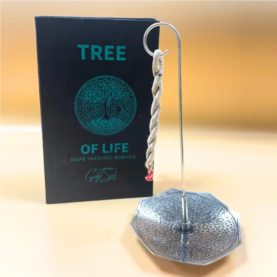Encens en corde avec support argenté, Arbre de vie : Modèle unique