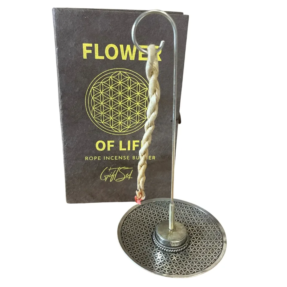 Encens en corde avec support argenté, Fleur de vie : Modèle unique