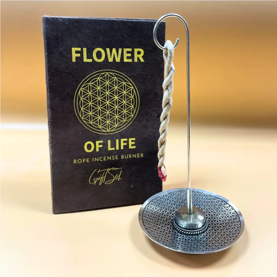 Encens en corde avec support argenté, Fleur de vie : Modèle unique