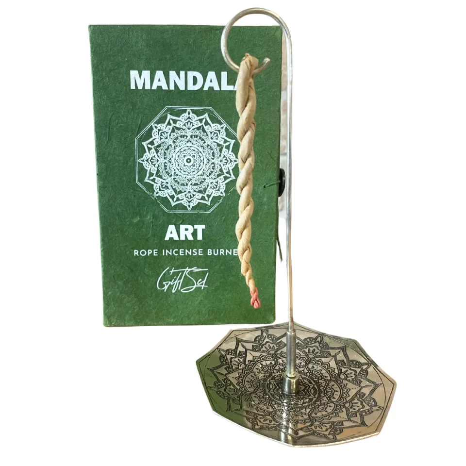 Encens en corde avec support argenté, Fleur mandala : Modèle unique