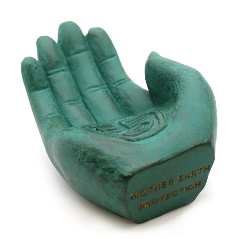 Main porte-encens, protection de la terre (vert) : Modèle unique