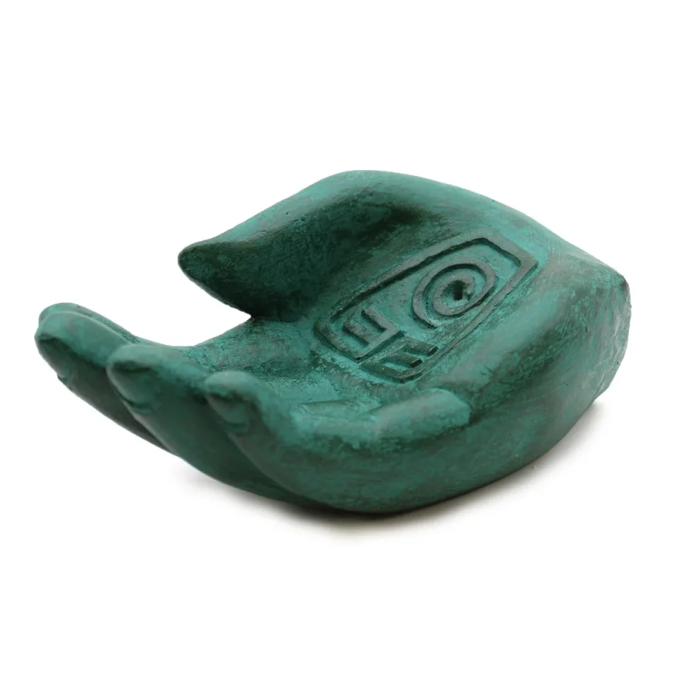 Main porte-encens, protection de la terre (vert) : Modèle unique