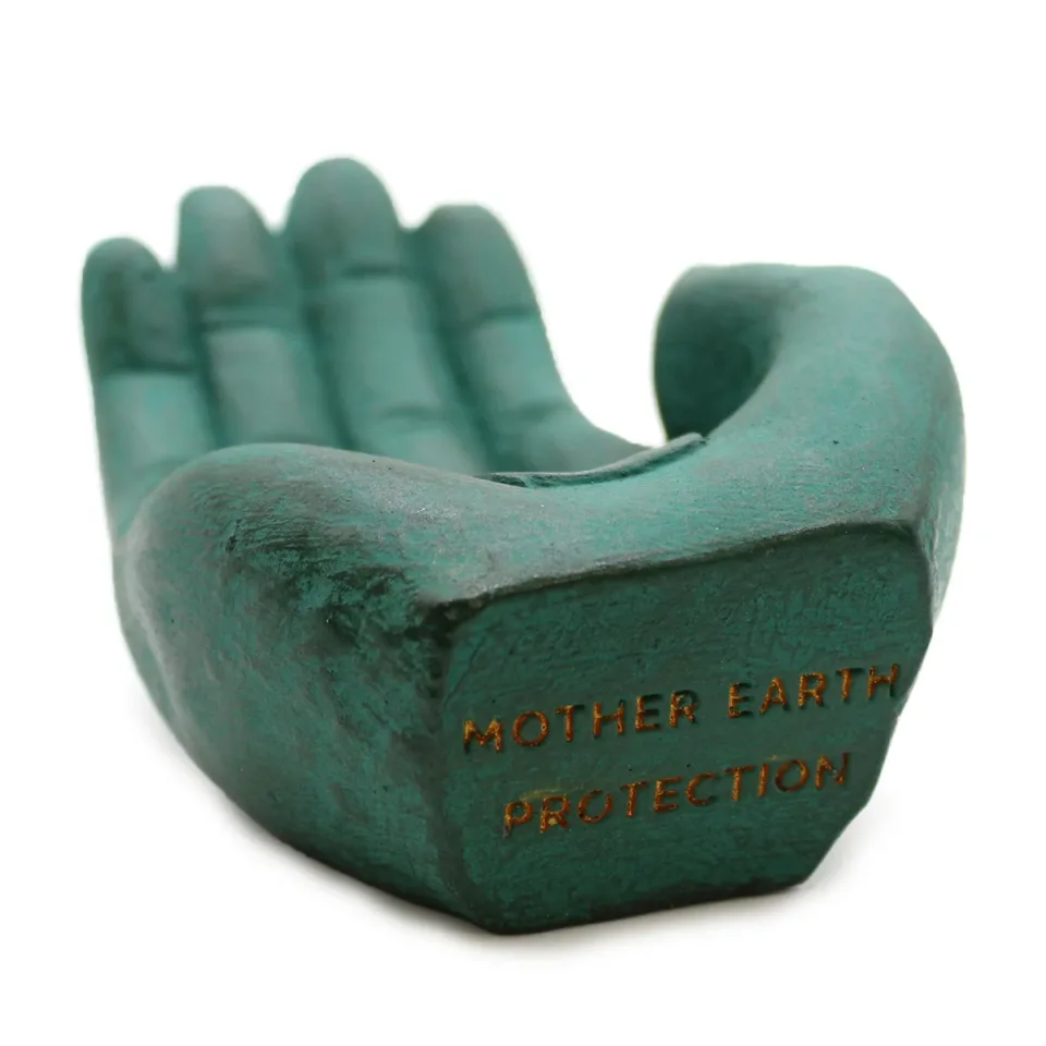Main porte-encens, protection de la terre (vert) : Modèle unique
