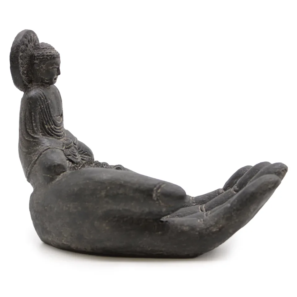 Bouddha et main porte-encens (noir) : Modèle unique