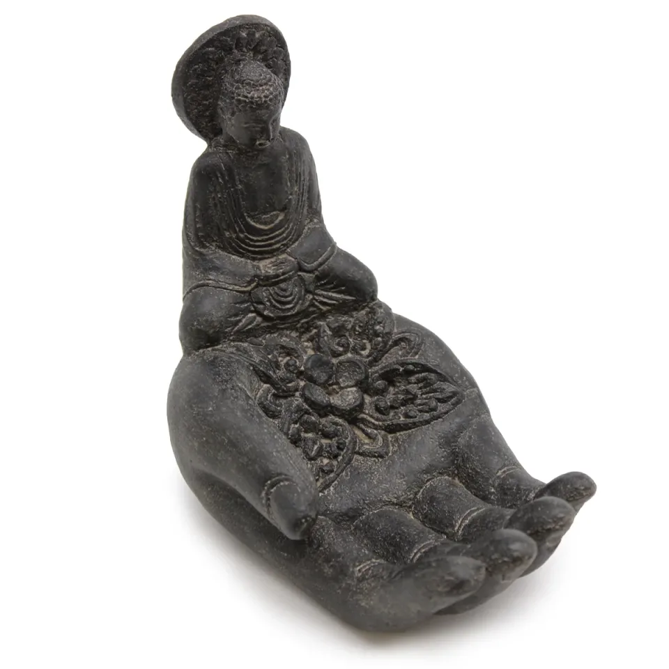 Bouddha et main porte-encens (noir) : Modèle unique