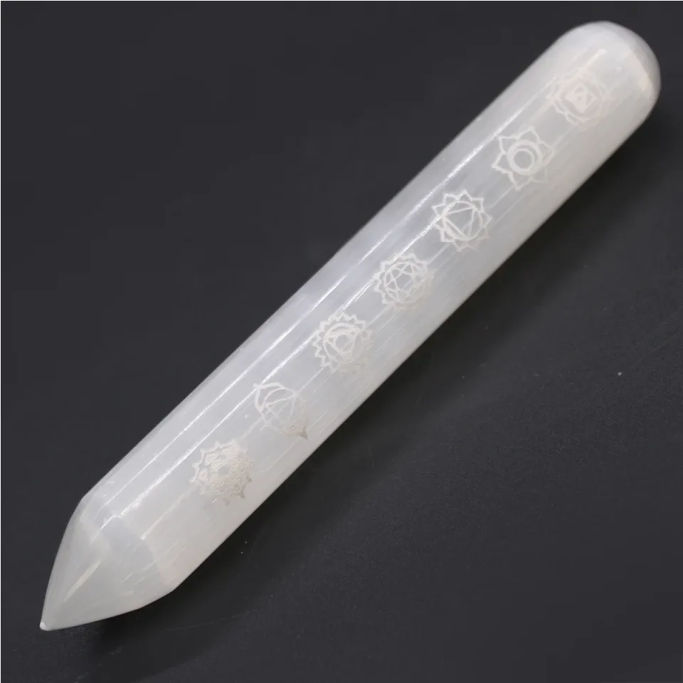 Baguette 7 chakras (une pointe), 14 à 16 cm : Modèle unique