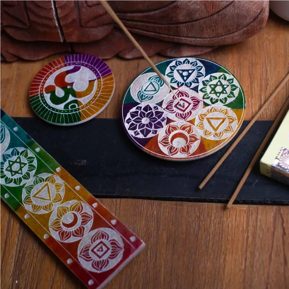 Porte-encens sept chakras, 26 x 5 cm : Modèle unique