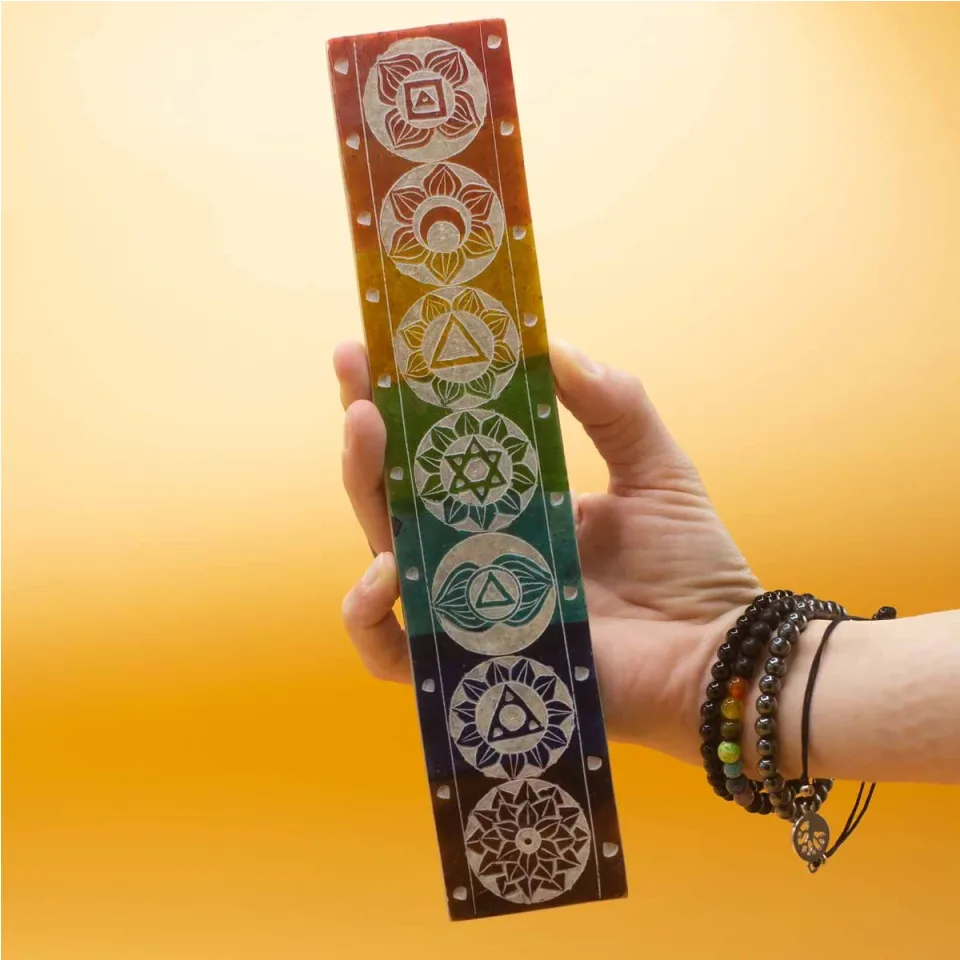 Porte-encens sept chakras, 26 x 5 cm : Modèle unique