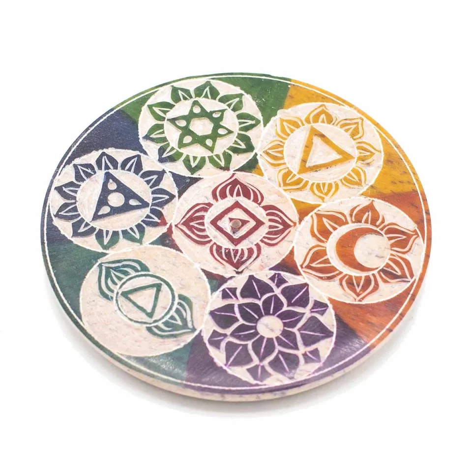 Disque porte-encens sept chakras, 10 cm : Modèle unique