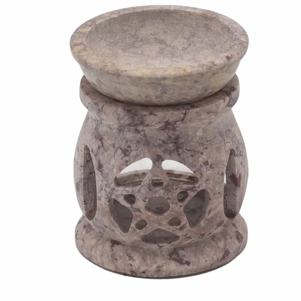 Petit brûle-parfum 8 cm, trois lunes pentagone : Modèle unique
