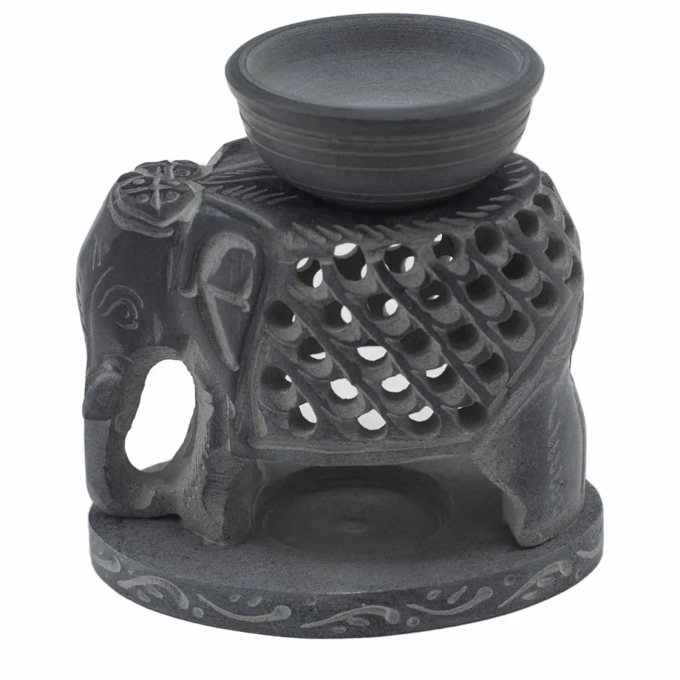 Brûle-parfum 10,5 cm, éléphant debout : Modèle unique