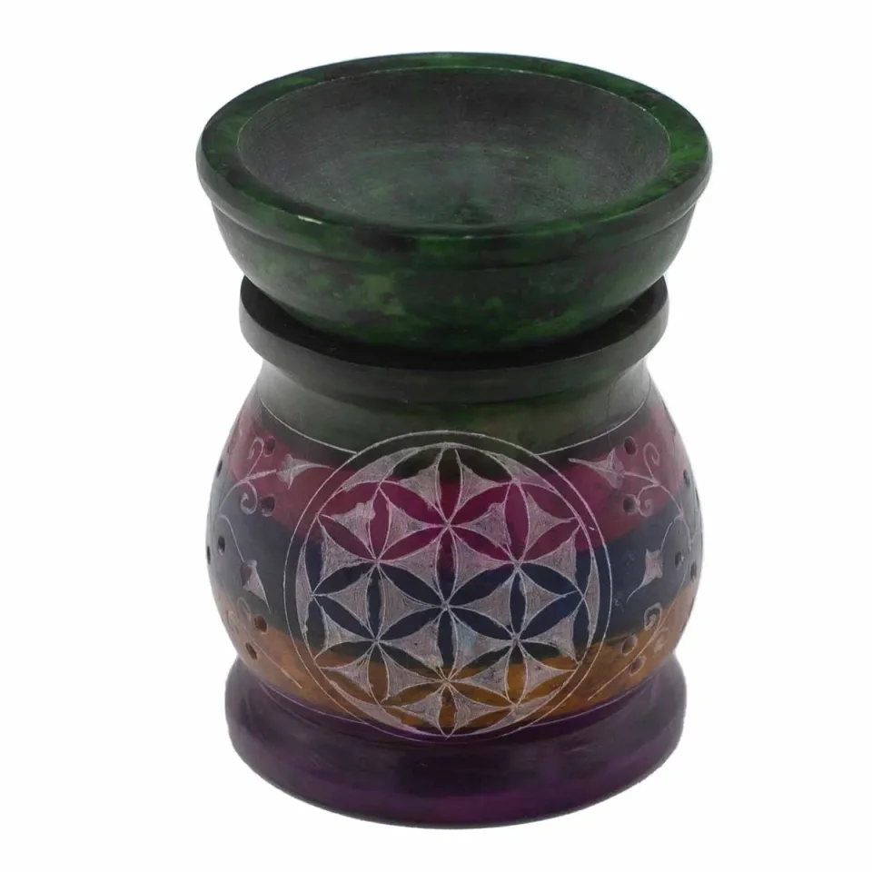 Brûle-parfum 10 cm, fleur de vie, cinq coloris : Modèle unique