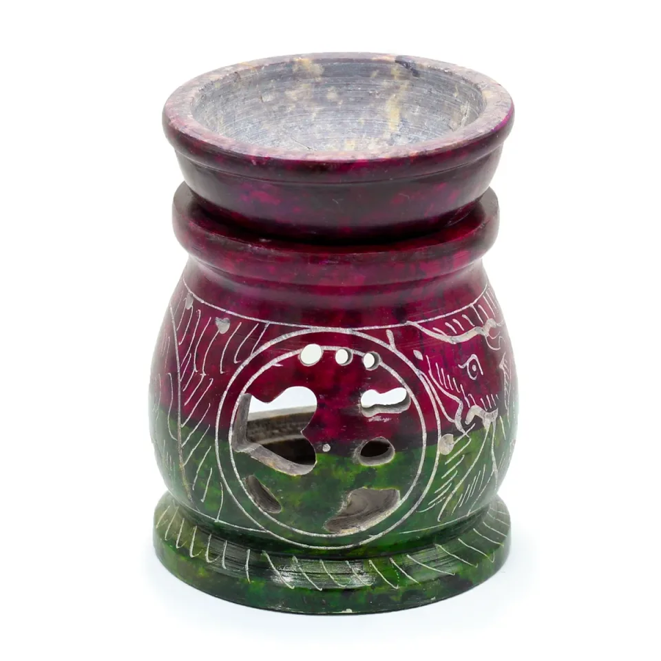 Petit brûle-parfum coloré 8 cm, Om et éléphant : Modèle unique