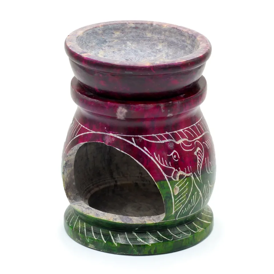 Petit brûle-parfum coloré 8 cm, Om et éléphant : Modèle unique