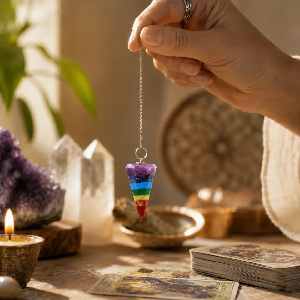 Pendule 7 tranches de chakras : Modèle unique