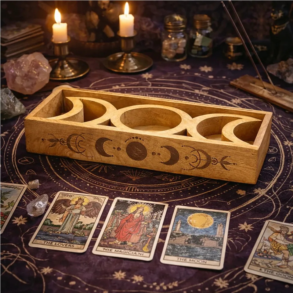 Plateau phases de lune avec porte-cartes : Modèle unique