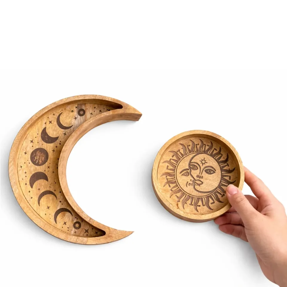 Deux plateaux ronds en forme de lune : Modèle unique