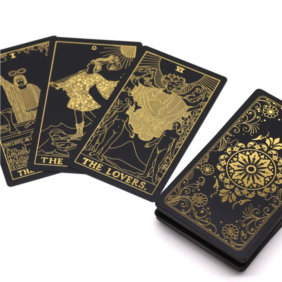 Tarot doré à la feuille avec livre, coffret cadeau : Modèle unique