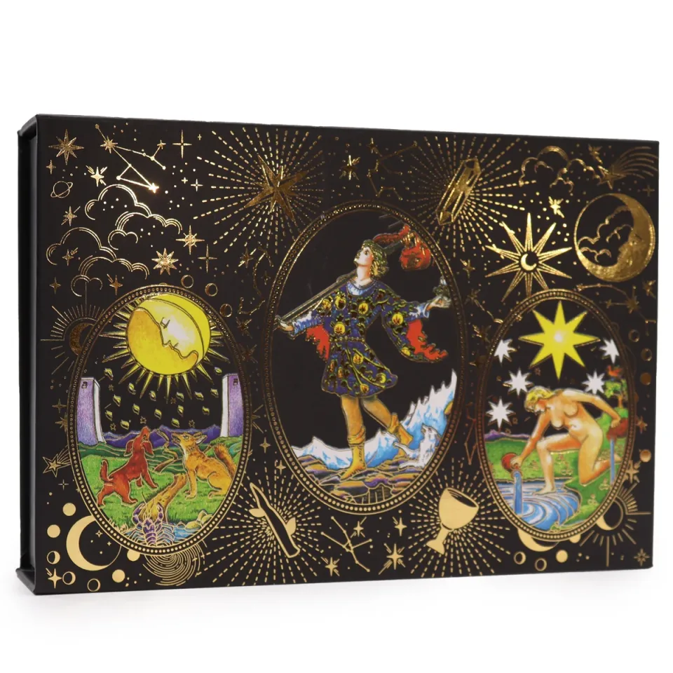 Tarot doré « Que la magie commence », coffret cadeau (cadeau) : Modèle unique