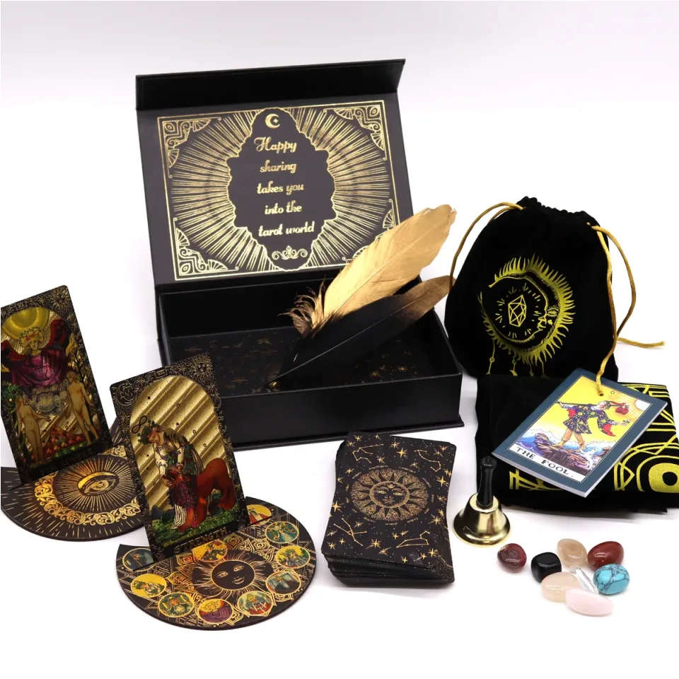 Tarot doré « Que la magie commence », coffret cadeau (cadeau) : Modèle unique