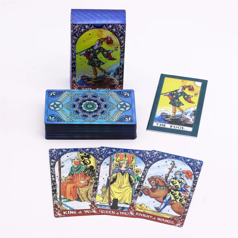 Tarot bleu à la feuille, mandala, avec livret : Modèle unique