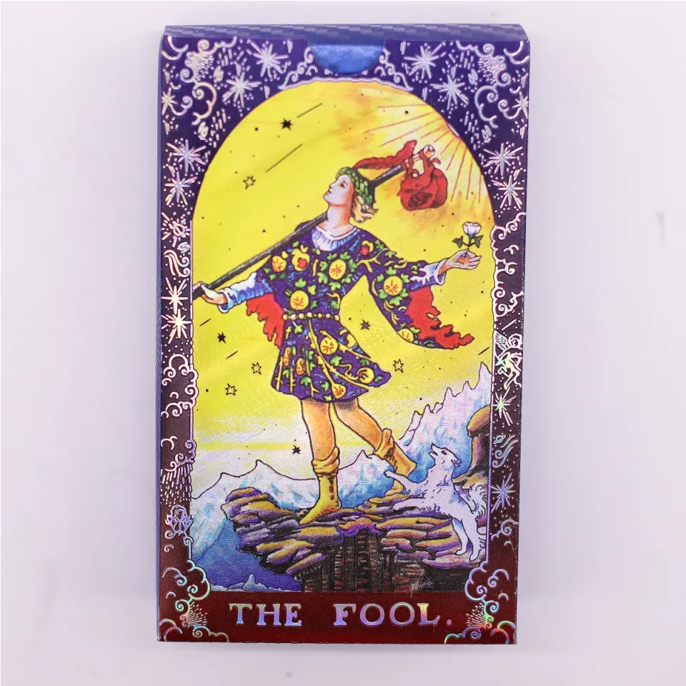 Tarot bleu à la feuille, mandala, avec livret : Modèle unique